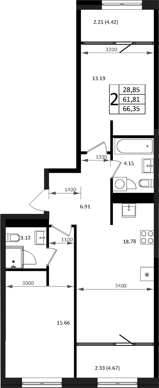 Продается 3-комн. квартира, 61.81 м²