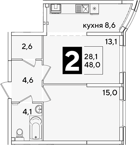 Продается 2-комн. квартира, 48 м²