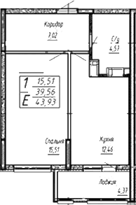 Продается 1-комн. квартира, 39.56 м²