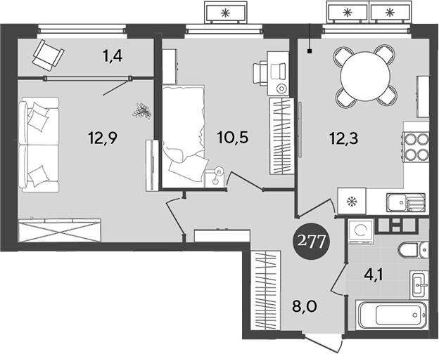 Продается 2-комн. квартира, 47.8 м²