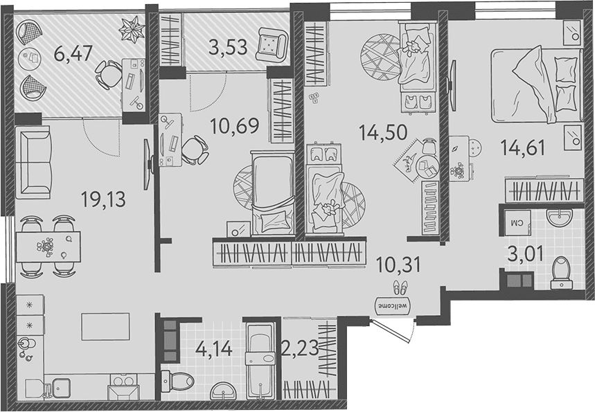 Продается 4-комн. квартира, 76.99 м²