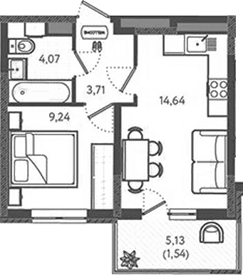 Продается 1-комн. квартира, 31.66 м²