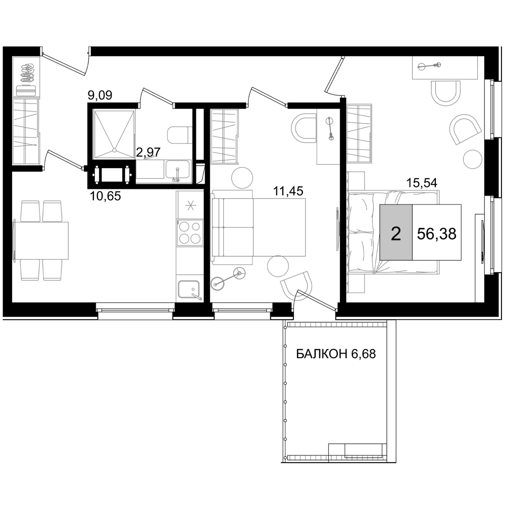 Продается 2-комн. квартира, 49.7 м²