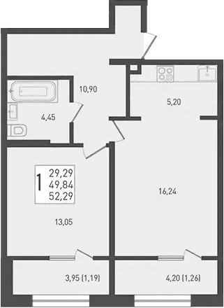 Продается 2-комн. квартира, 49.84 м²