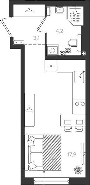 Продается 1-комн. квартира, 25.2 м²