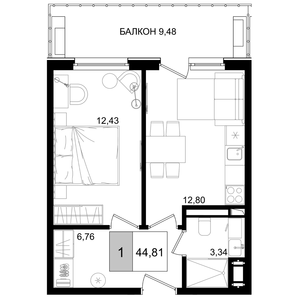 Продается 2-комн. квартира, 35.33 м²