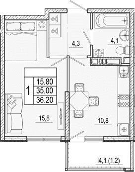 Продается 1-комн. квартира, 35 м²