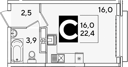 Продается 1-комн. квартира, 22.4 м²