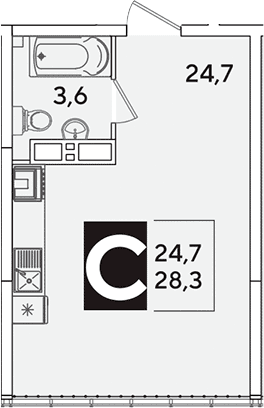 Продается 1-комн. квартира, 28.3 м²