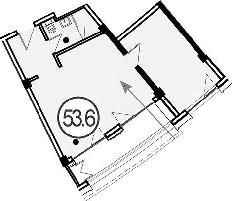 Продается 1-комн. квартира, 53.6 м²