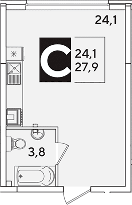 Продается 1-комн. квартира, 27.9 м²