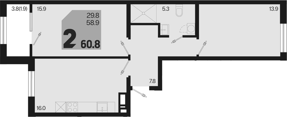 Продается 3-комн. квартира, 58.9 м²