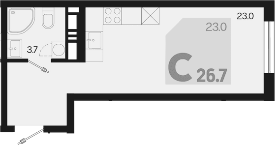 Продается 1-комн. квартира, 26.7 м²