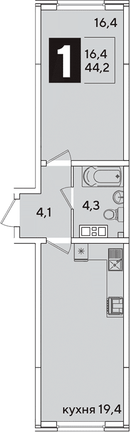 Продается 2-комн. квартира, 44.2 м²