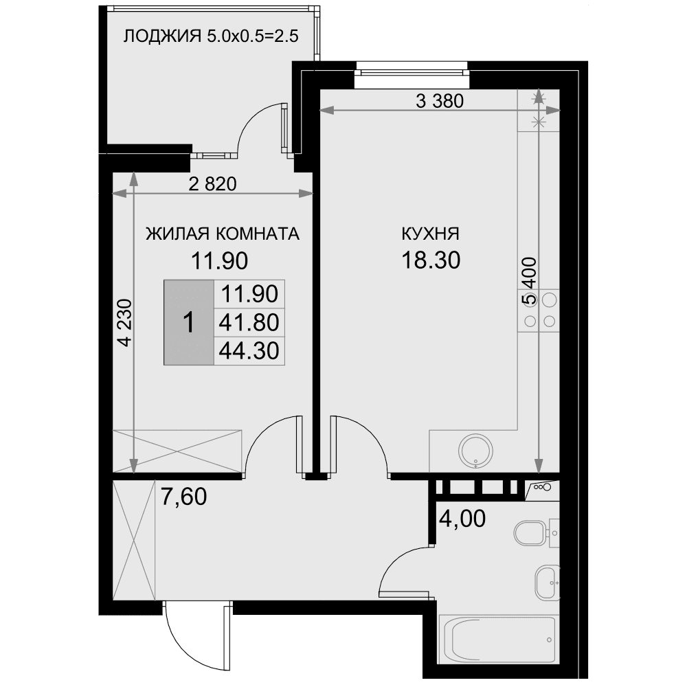 Продается 2-комн. квартира, 41.8 м²