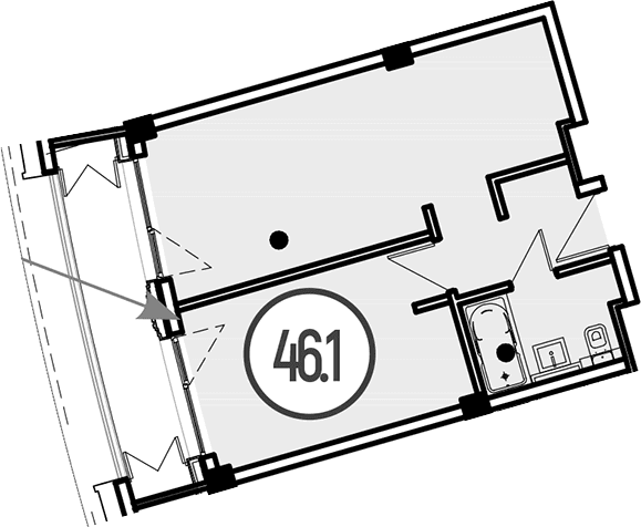 Продается 1-комн. квартира, 46.1 м²