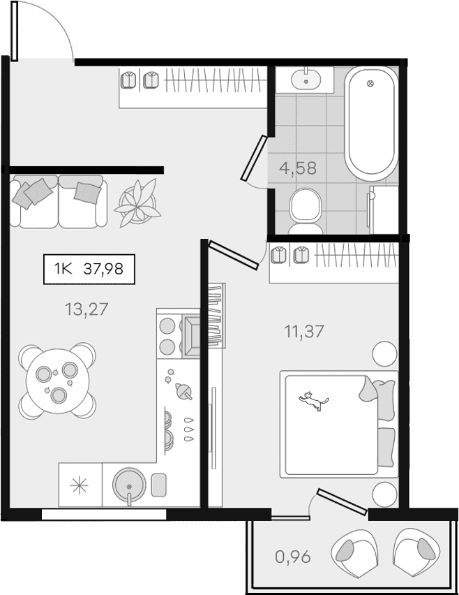 Продается 1-комн. квартира, 37.02 м²