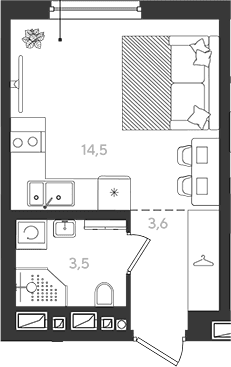 Продается 1-комн. квартира, 21.6 м²