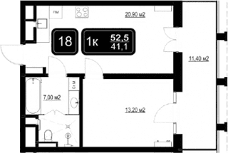 Продается 2-комн. квартира, 41.1 м²