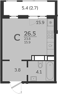 Продается 1-комн. квартира, 23.8 м²