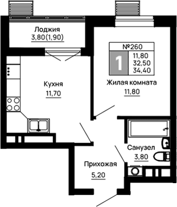 Продается 1-комн. квартира, 32.5 м²