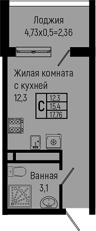 Продается 1-комн. квартира, 15.4 м²