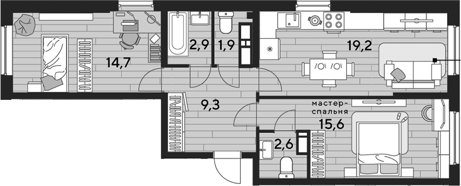 Продается 2-комн. квартира, 66.1 м²
