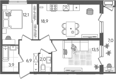 Продается 3-комн. квартира, 57.3 м²