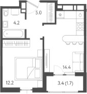 Продается 1-комн. квартира, 35.8 м²
