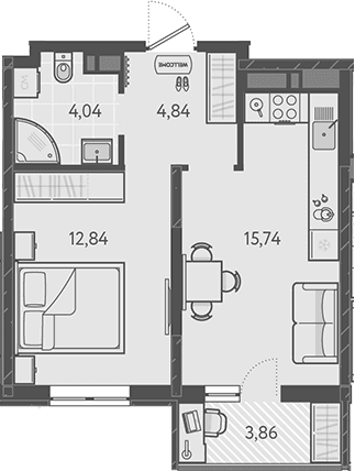 Продается 2-комн. квартира, 37.46 м²