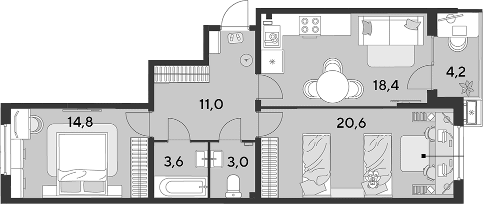 Продается 3-комн. квартира, 71.4 м²