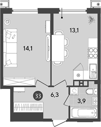 Продается 1-комн. квартира, 37.4 м²
