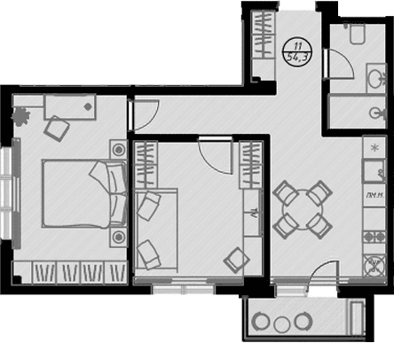 Продается 1-комн. квартира, 51.2 м²