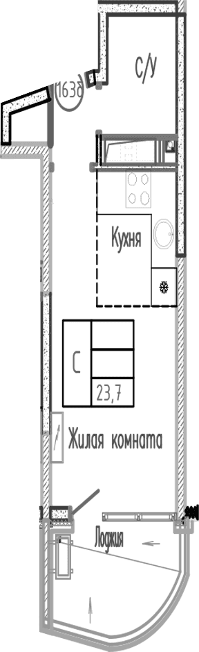 Продается 1-комн. квартира, 21.3 м²