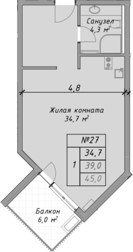 Продается 1-комн. квартира, 39 м²