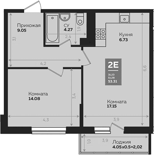 Продается 2-комн. квартира, 51.2 м²