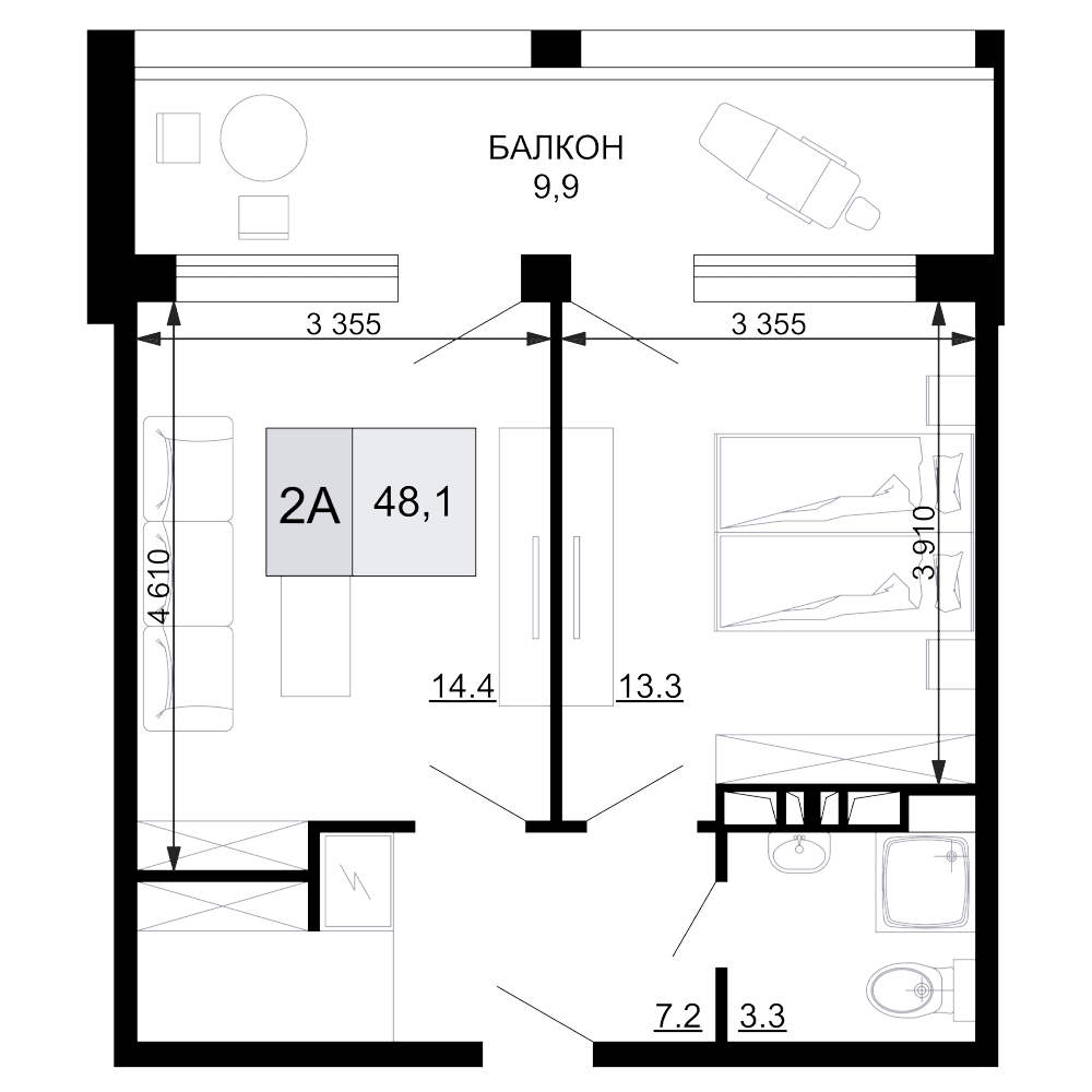 Продается 2-комн. квартира, 38.2 м²
