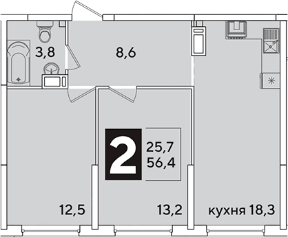 Продается 3-комн. квартира, 56.4 м²