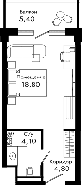 Продается 1-комн. квартира, 27.7 м²