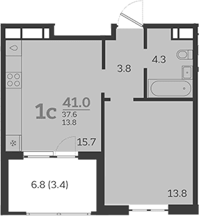 Продается 1-комн. квартира, 37.6 м²