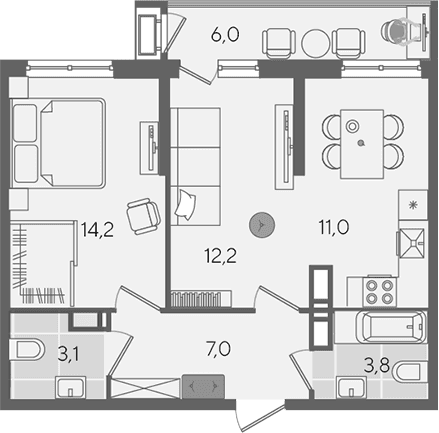 Продается 2-комн. квартира, 51.3 м²