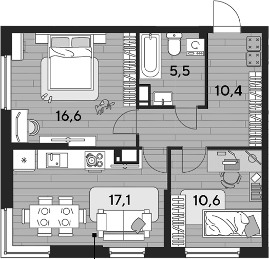 Продается 2-комн. квартира, 60.2 м²