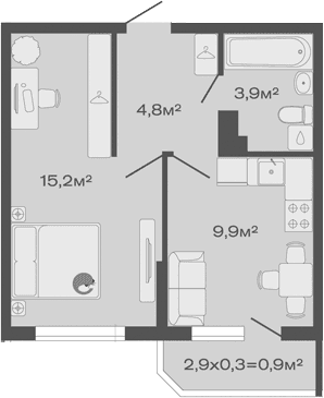 Продается 1-комн. квартира, 33.8 м²