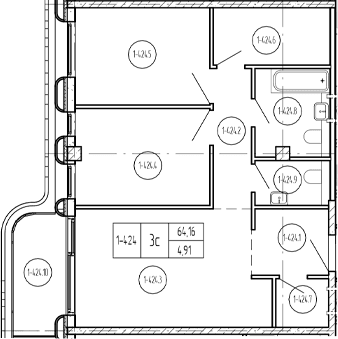 Продается 3-комн. квартира, 64.11 м²