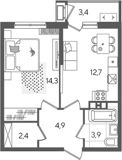 Продается 1-комн. квартира, 38.2 м²