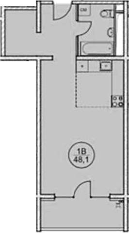 Продается 1-комн. квартира, 48.1 м²