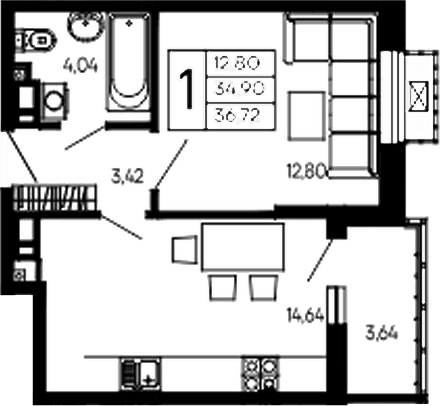 Продается 1-комн. квартира, 34.9 м²