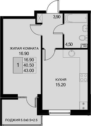 Продается 1-комн. квартира, 40.5 м²