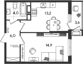 Продается 1-комн. квартира, 38.1 м²