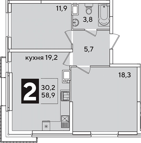 Продается 3-комн. квартира, 58.9 м²